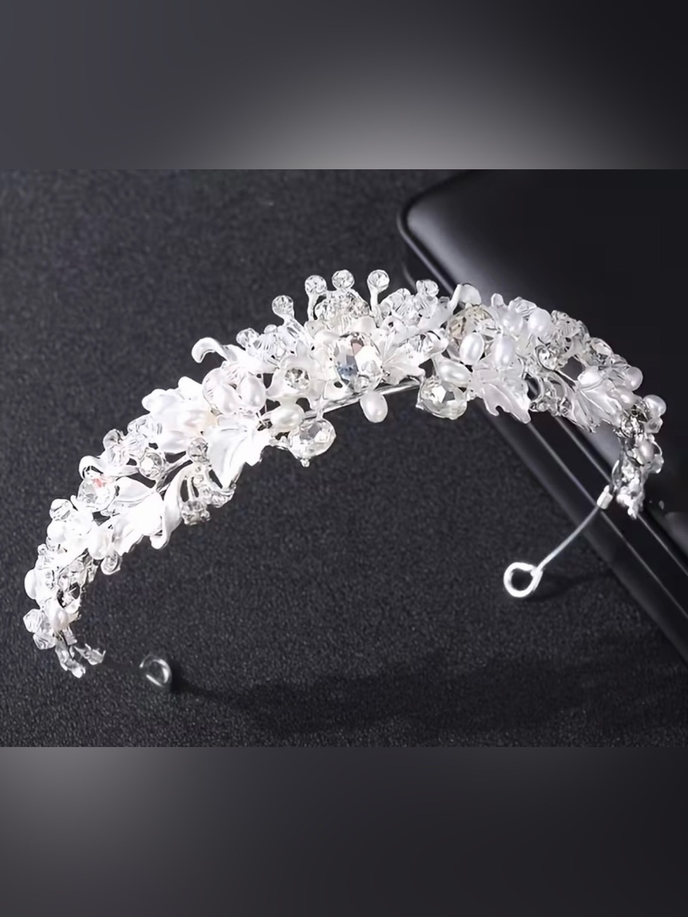 Delicate White Crystal Floral Wedding Headband